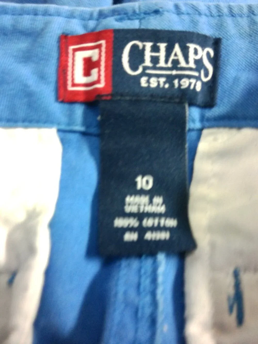 Chaps Shorts Blue Boy's Size 10 100% Cotton Pockets Zippered
